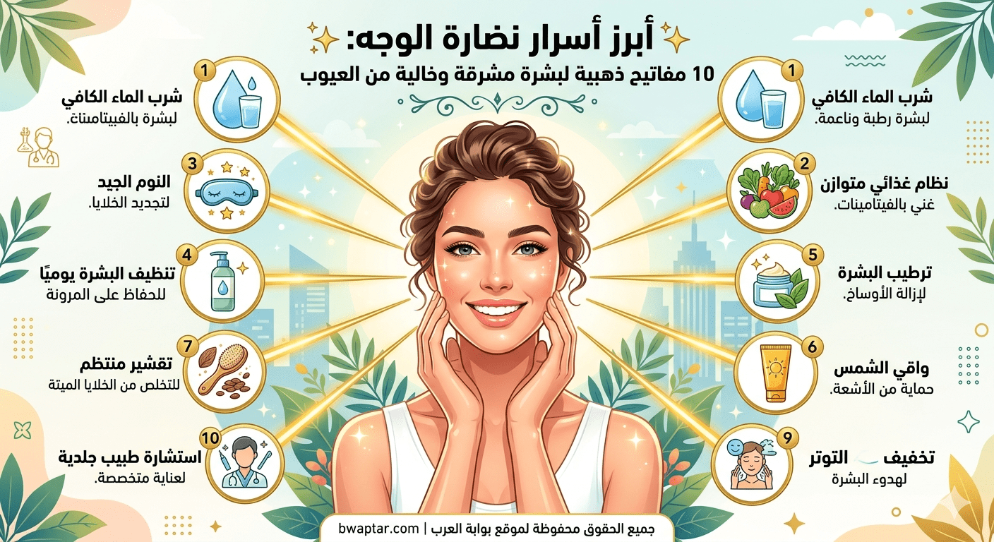 10 مفاتيح ذهبية لبشرة مشرقة