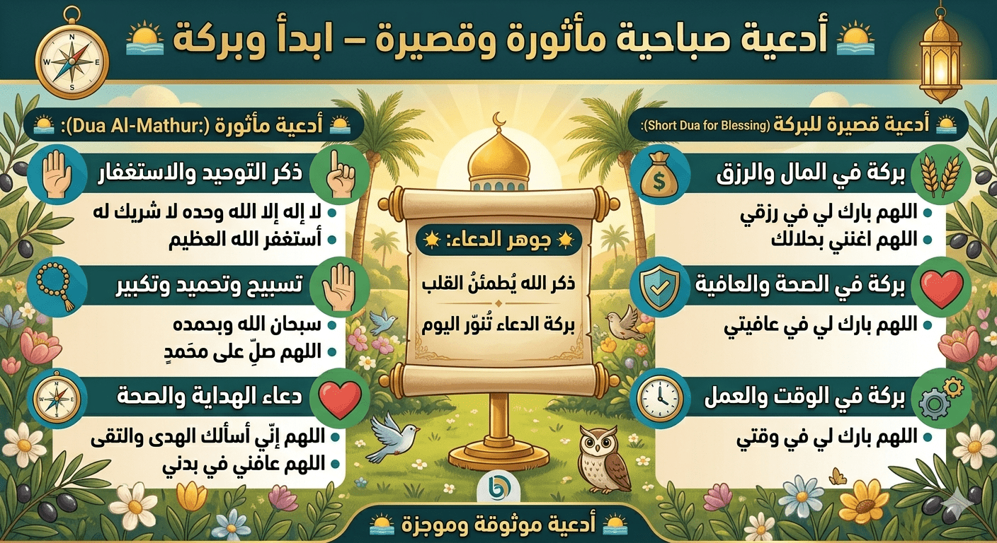 أدعية صباحية مأثورة وقصيرة