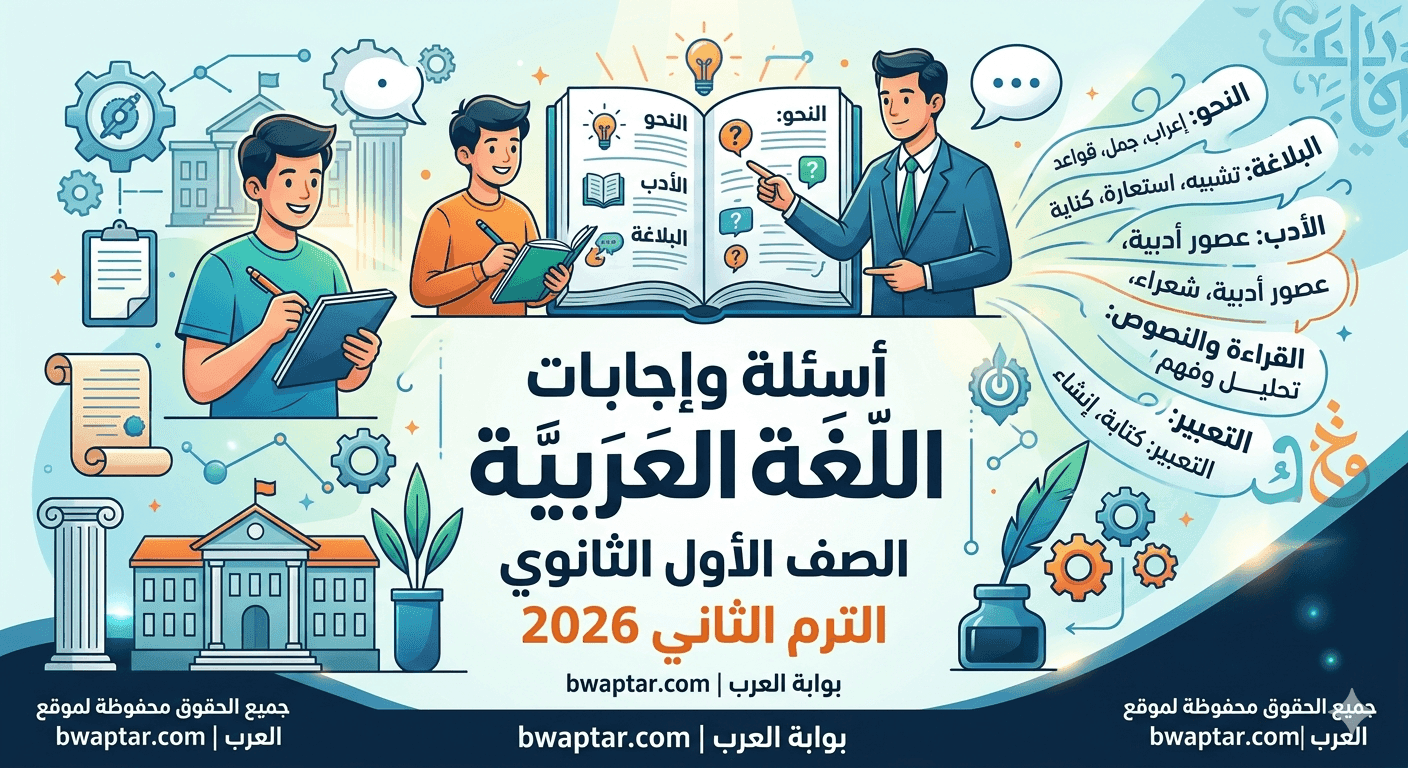 اللغة العربية للصف الأول الثانوي الترم الثاني 2026