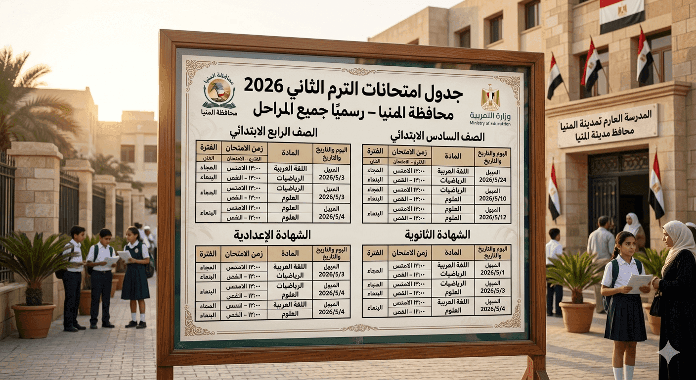 امتحانات الترم الثاني 2026 محافظة المنيا