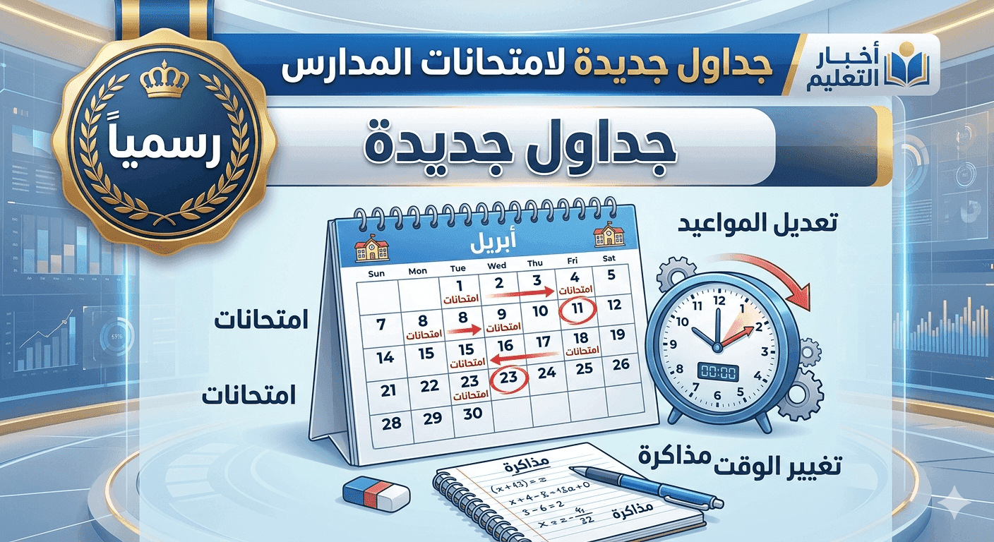 تعديل جداول امتحانات أبريل بسبب إجازة الخميس والمواعيد الجديدة