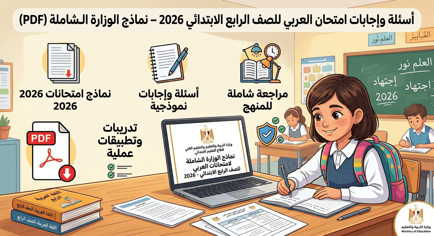 امتحان العربي للصف الرابع الابتدائي 2026