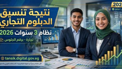 نتيجة تنسيق الدبلوم التجاري 3 سنوات 2026 برقم الجلوس - تجارة